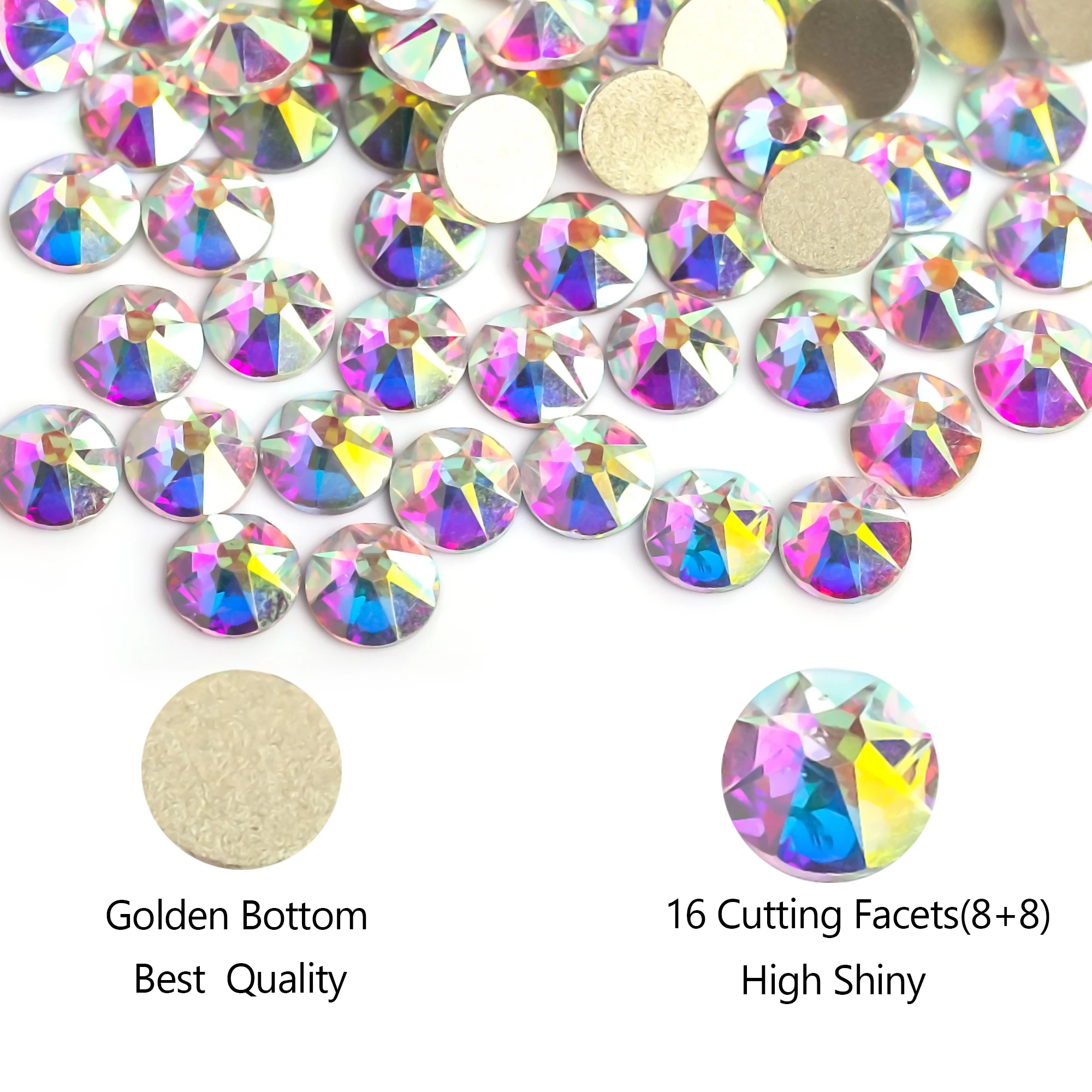 8 big + 8 small 2088 Cut Facets Nail Rhinestone Crystal AB Flatback Non Hotfix Rhinestones Decoration Crystal Stones