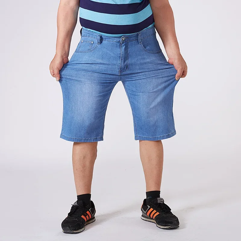 Men Extra Large Size Shorts Knee-length Summer Breeches Denim Male Bermuda Classic Stretch Plus Size 8XL Men Short Jean