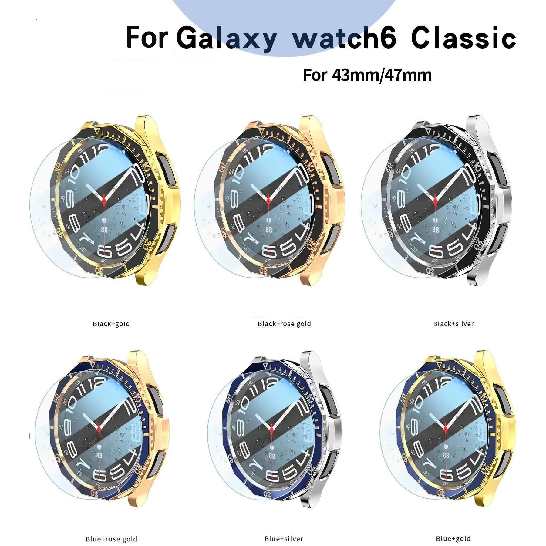 Case+Bezel Ring+Tempered Glass For Samsung Galaxy Watch 6 Classic 47mm 43mm Screen Protector Galaxy Watch 6 Classic Accessories