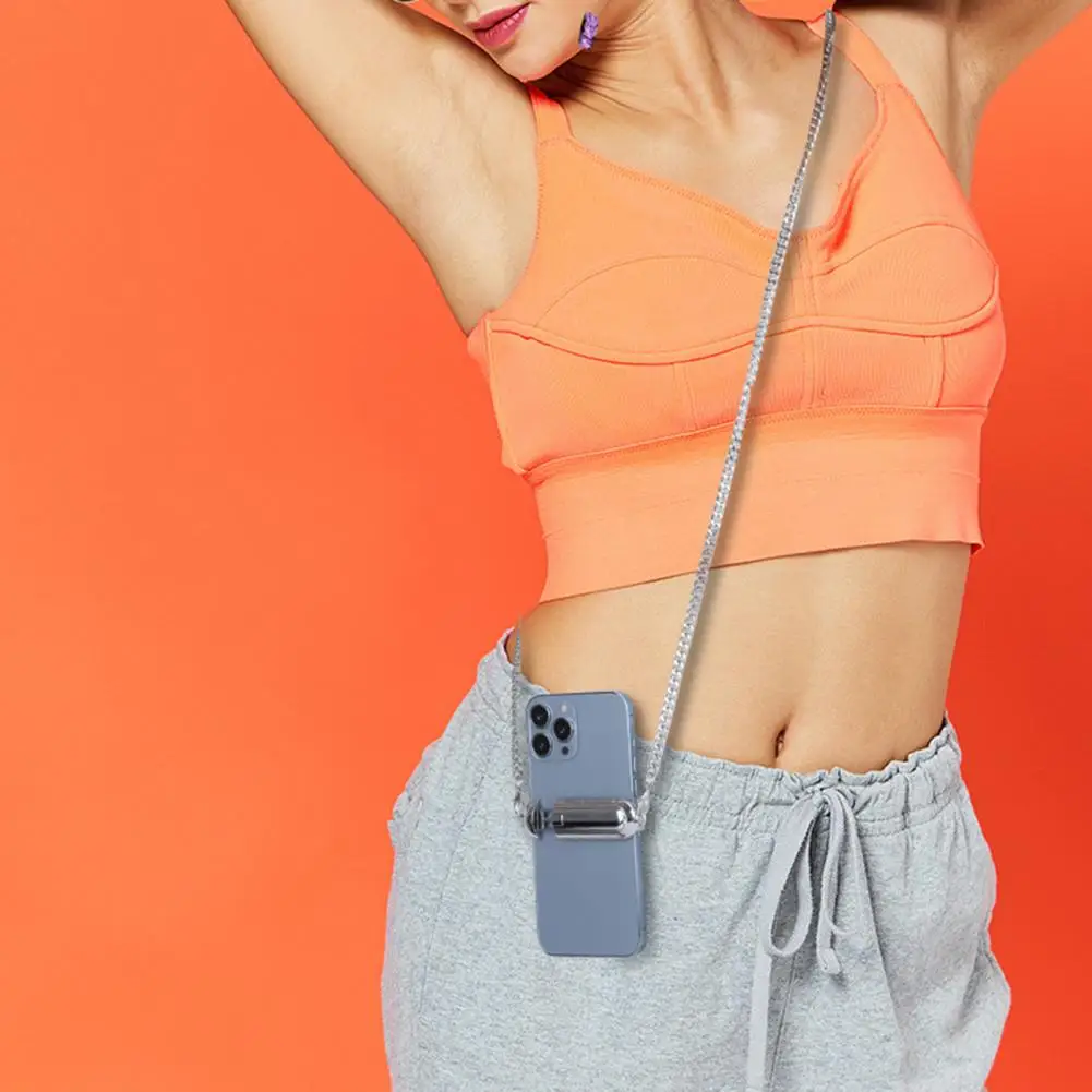 1 Set Durable Detachable Easy to Carry Mobile Phone Crossbody Chain Stand Back Clip Holder for Smartphones