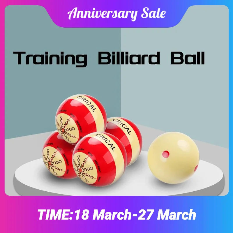 

Billiard Pool Ball 52.5/57.2/61.5mm Red 6 Dot Spot Measly White/Double-sided Design Practice Pool Billiard Training Cue Ball