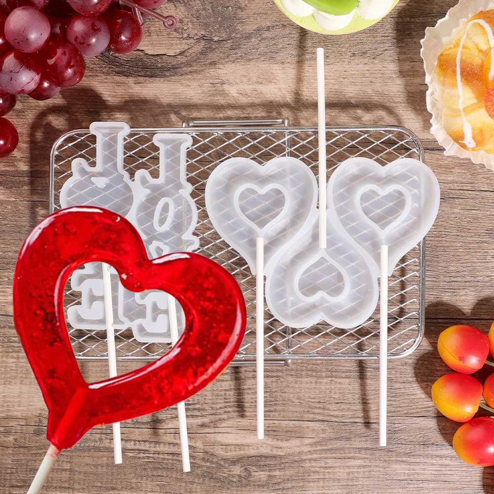 

Hollow Heart Shape Silicone Lollipop Molds Love Easter Chocolate Hard Candy Cheese Jelly Mould Cake Decorating Handmade Bakeware