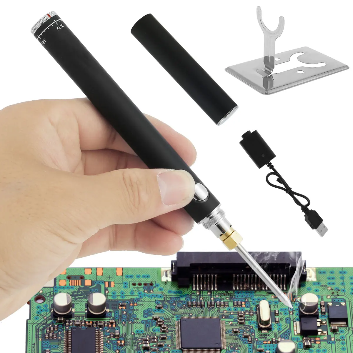 

Cordless Soldering Iron Rapid Heating Electric Solder Pen USB Rechargeable Adjustable Temperature Welding Tool for Home Repair