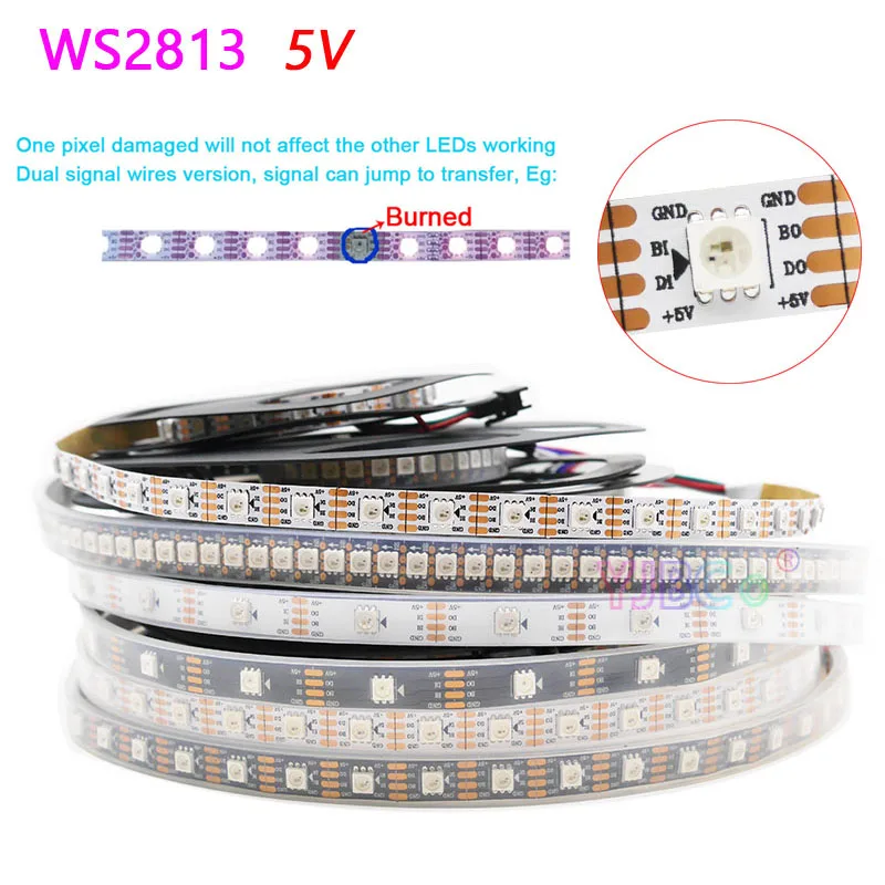 1~5m addressable SMD 5050 RGB WS2813 LED Strip Tape 30/60/144 leds/m 5V WS2812B Updated Dual-signal WS2811 IC pixels Light Bar