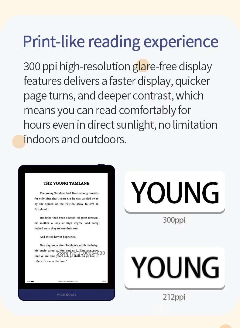 Description Picture 5 of itemOriginal Meebook M6 E-book Reader 6 inch E-ink 300PPI Screen Ereader with Dual Color Frontlight 3G/32GB Android 11 EBook Reader