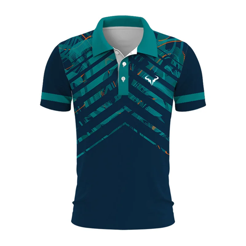 New 3D Printed Striped Style Men Polo Shirt Fashionable Golf Tennis Lapel Short Sleeved Top Loose and Breathable Summer Clothing 19 S041d66a253ce45d7a1e636a26f36f490K