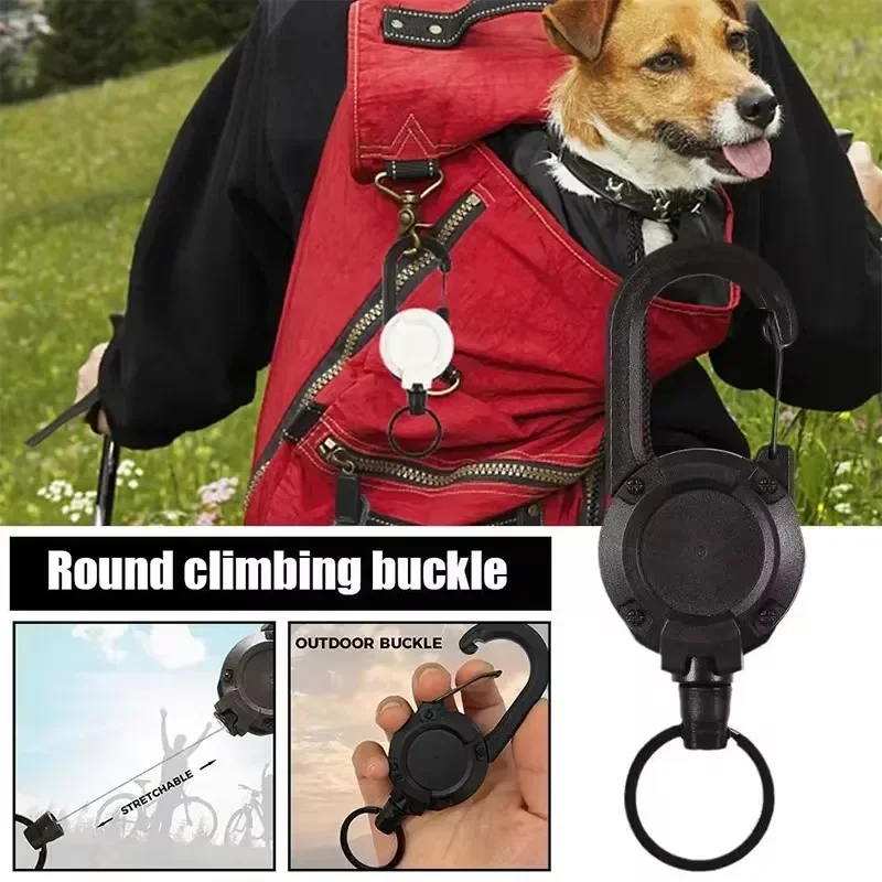 Retractable Key Chain 1pcs Heavy Duty Retractable Pull Badges ID Reel Carabiner Steel Wire Rope Buckle Key Holder Outdoor