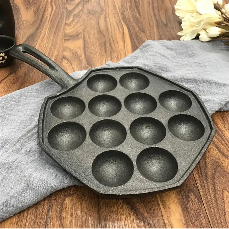 Pan,Cast Iron Aebleskiver Pan 12 Cavities Aluminum Ebelskiver Pan Ideal for  Mini Pancake Mold Cake Pop Pan, and Takoyaki Maker Pancake Maker Baking