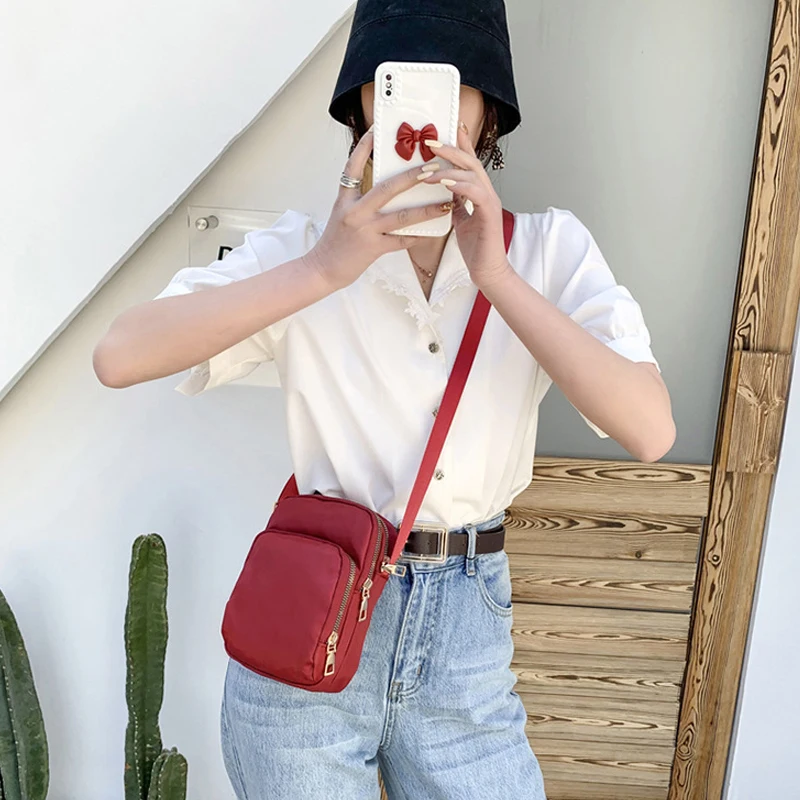 Multi Layer Mobile Phone Bag Mini Nylon Crossbody Bag Lightweight Armband Bag For Outdoor Sport Running