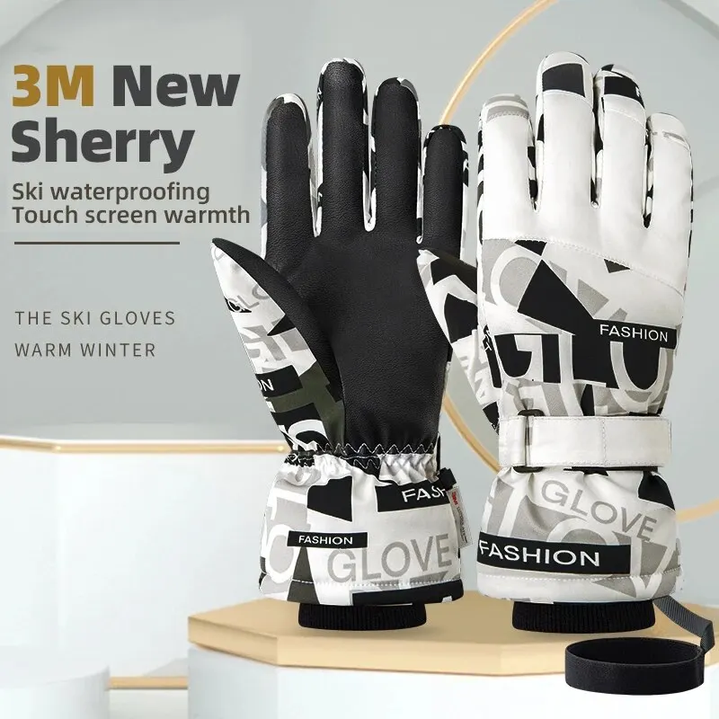 Touch Screen Ski Gloves 3M Winter Warm Plus Velvet Thickened Waterproof and Windproof Outdoor Mountaineering and Riding Motorcyc 5