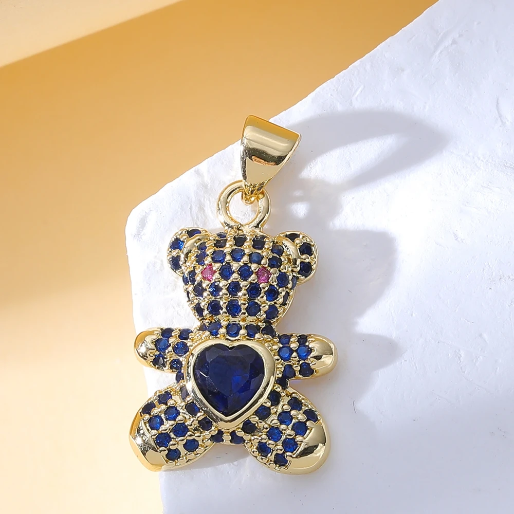 Juya handgemachte Luxus Geschenk Schmuck machen Dekoration Anhänger DIY 18 Karat echt vergoldet cz gepflasterte Tiere niedlichen Bären Charms Lieferungen – Detail 21
