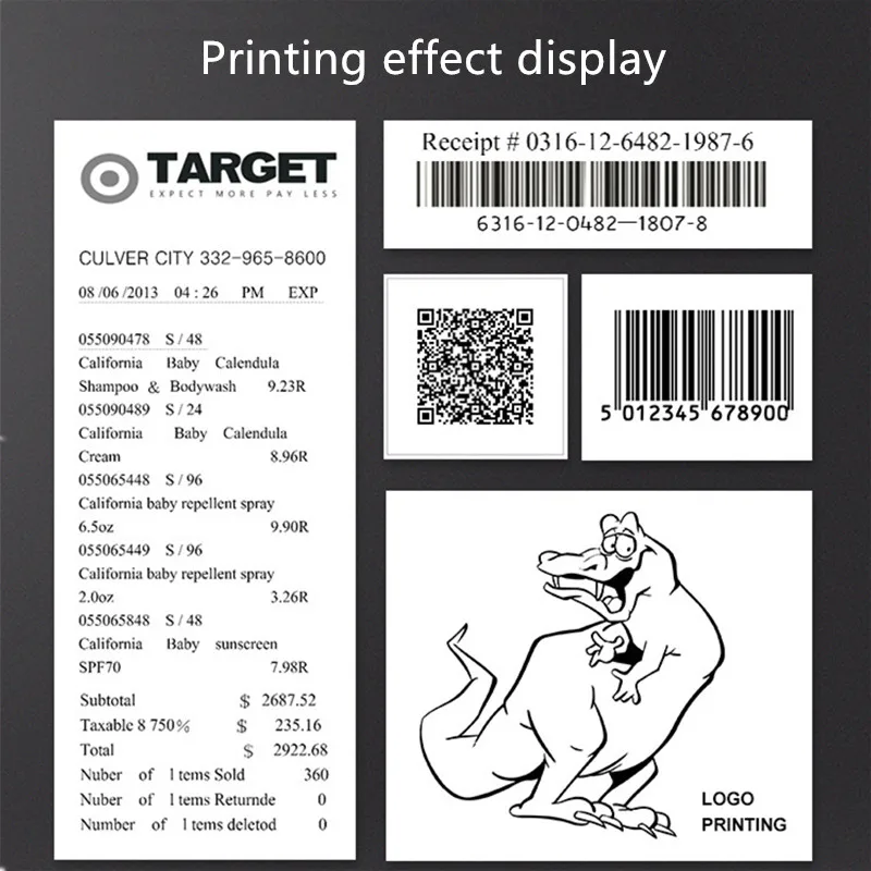미니 POS 80mm 열전사 영수증 프린터 USB LAN 블루투스 자동 커터 ESC/POS 명령 레스토랑 슈퍼마켓 소매점