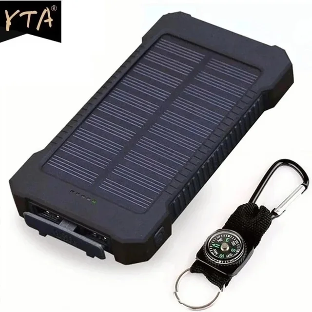 Top Solar Power Bank Waterproof 50000mAh Solar Charger 2 USB Ports External Charger Powerbank For Xiaomi iphone with LED Light 6