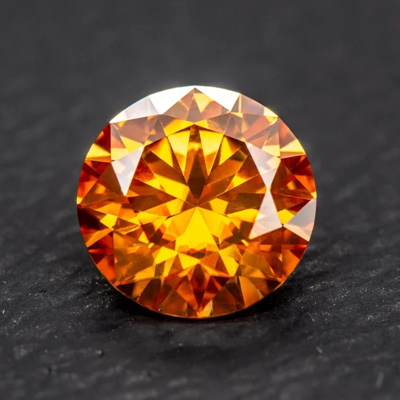 

Moissanite Orange Colored Round Cut VVS1 Passed Diamond Tested Gemstone Loose Stone Jewelry Making Wholesale with GRA