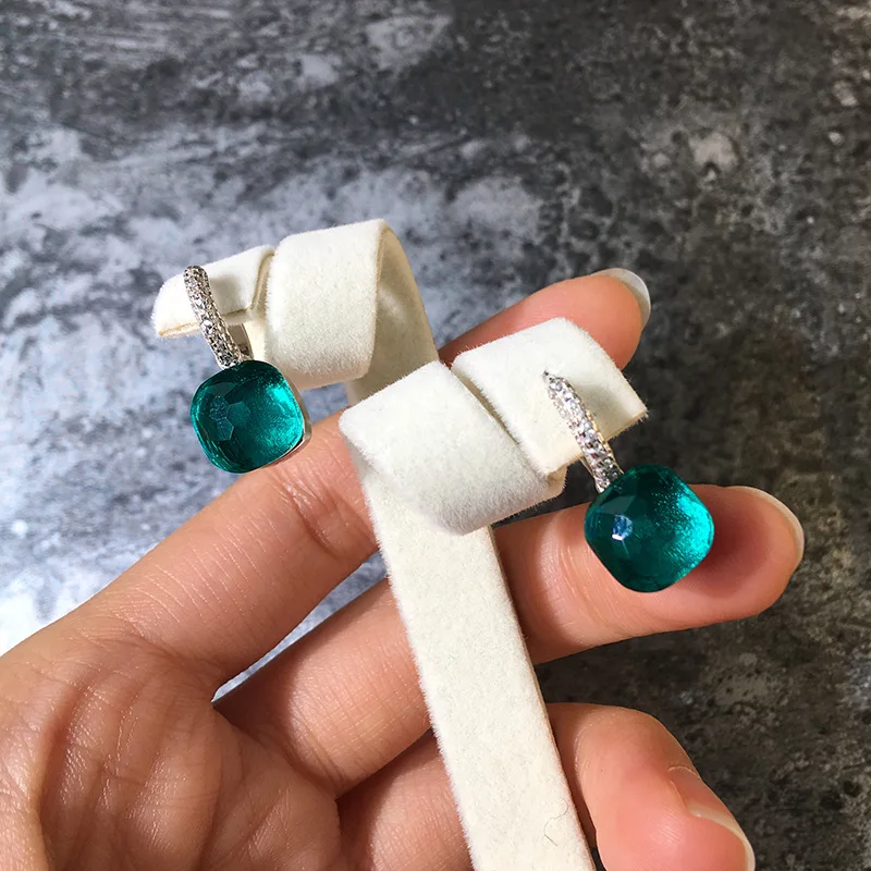 Classic Candy Style Crystal Drop Earring 17 Colors Stones With 3 Kinds Of Gold Color Plated Earrings Women Fashion Gifts