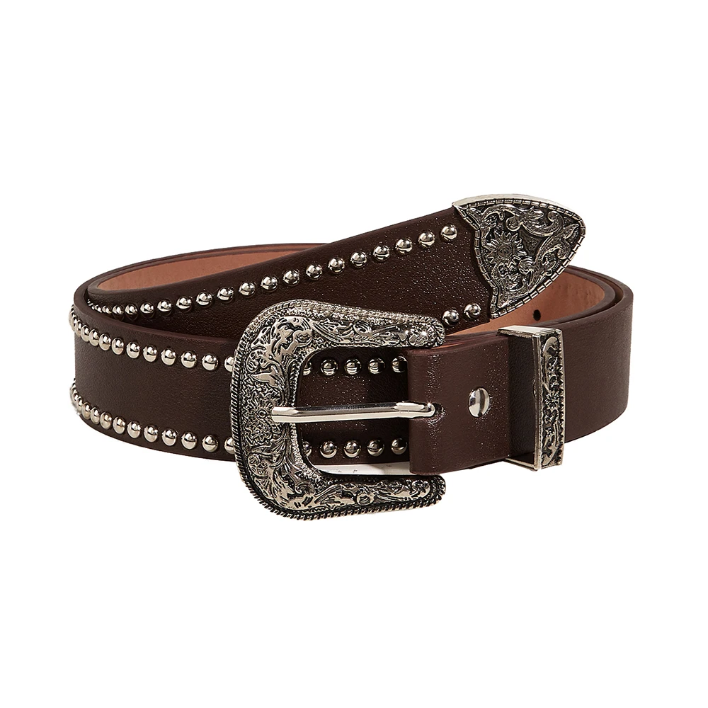 

Punk Style Waistband PU Leather Belt Rivet Decorative Waist Strap Women Metal Pin Buckle Y2K Waistbands