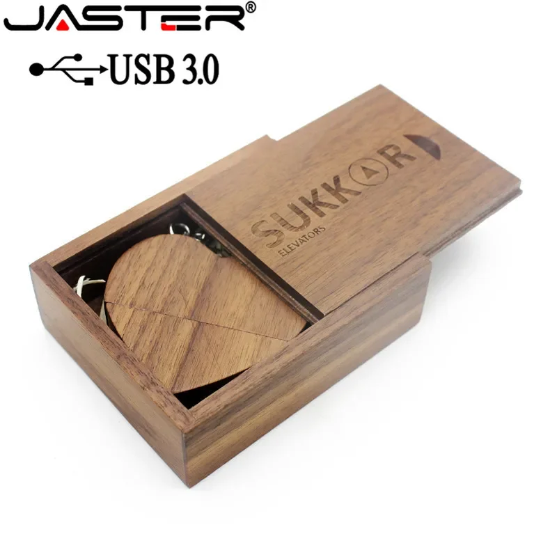 자스터 USB 3.0 나무 하트 모델 USB 플래시 드라이브 메모리 스틱 64GB 16GB 32GB 4GB 웨딩 선물 무료 맞춤 로고