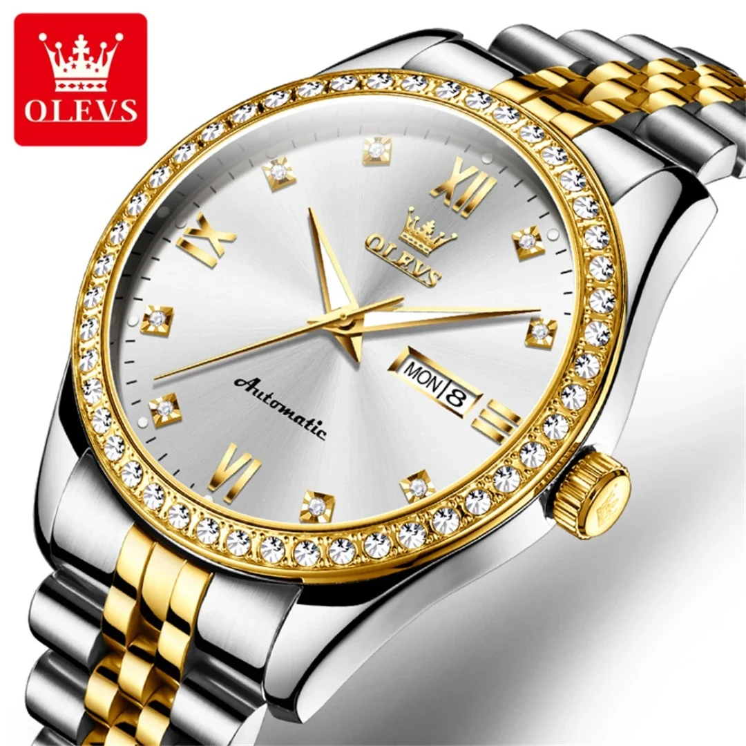 

OLEVS 7012 Mechanical Business Watch Stainless Steel Round dial Week Display Calendar