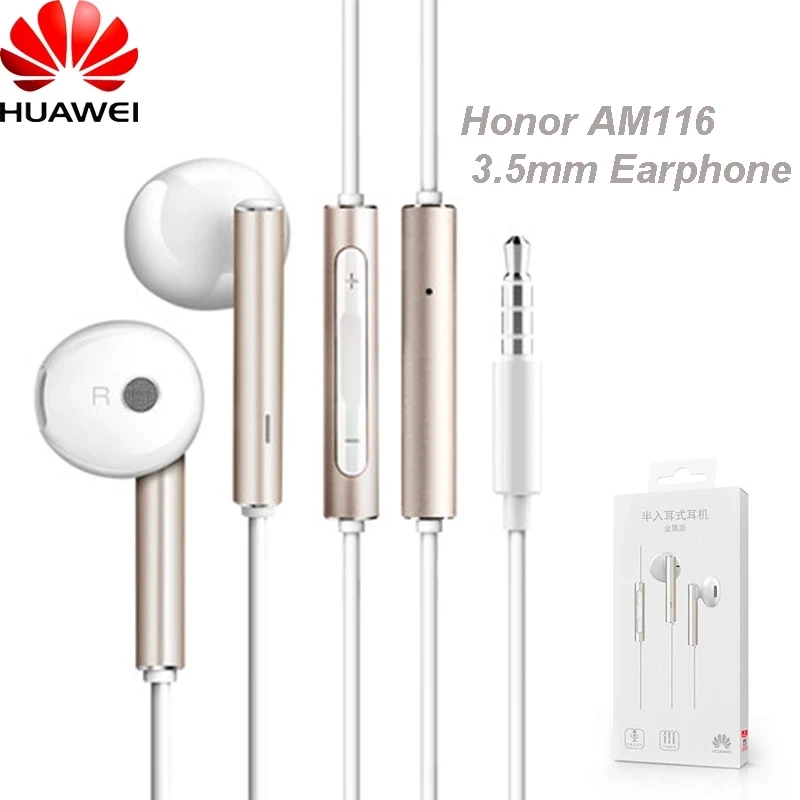 Металлические наушники Huawei Honor AM116 фирменная гарнитура с микрофоном регулировка