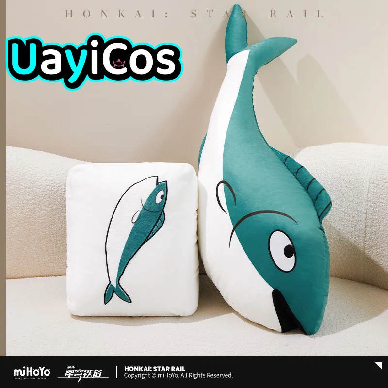 

​90cm Qingque Honkai Star Rail Official Stuffed Cartoon Plushie Cotton Doll Green Whale Fish Mahjong Pillow Cushion Anime Figure