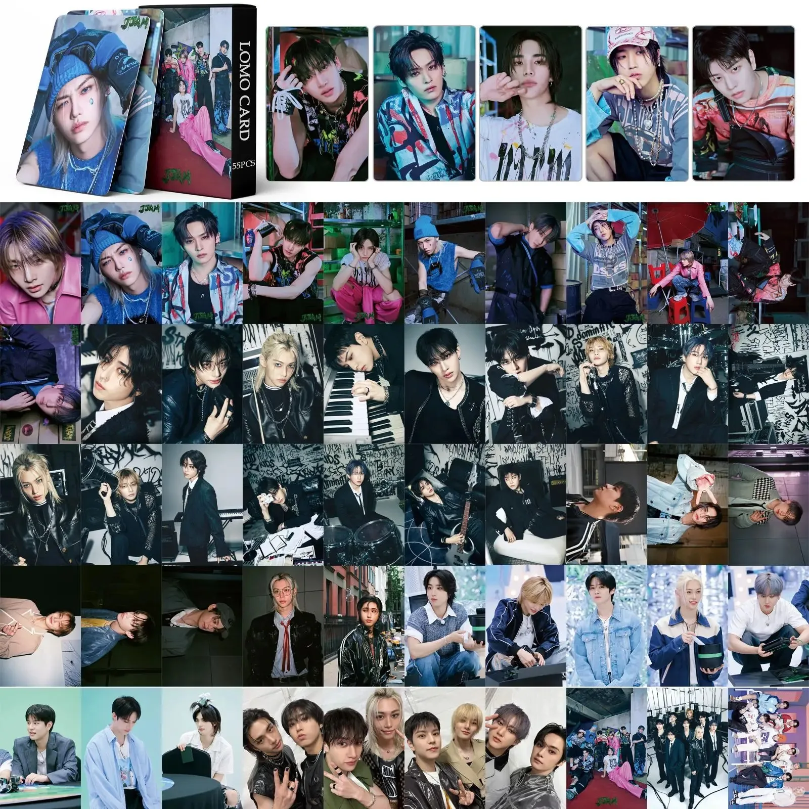 55Pcs/Set Kpop New Ablum JJAM Lomo Card Hyunjin Felix I.N HD Photo Print Pictures Photocard for Fans Collection Postcards Gifts