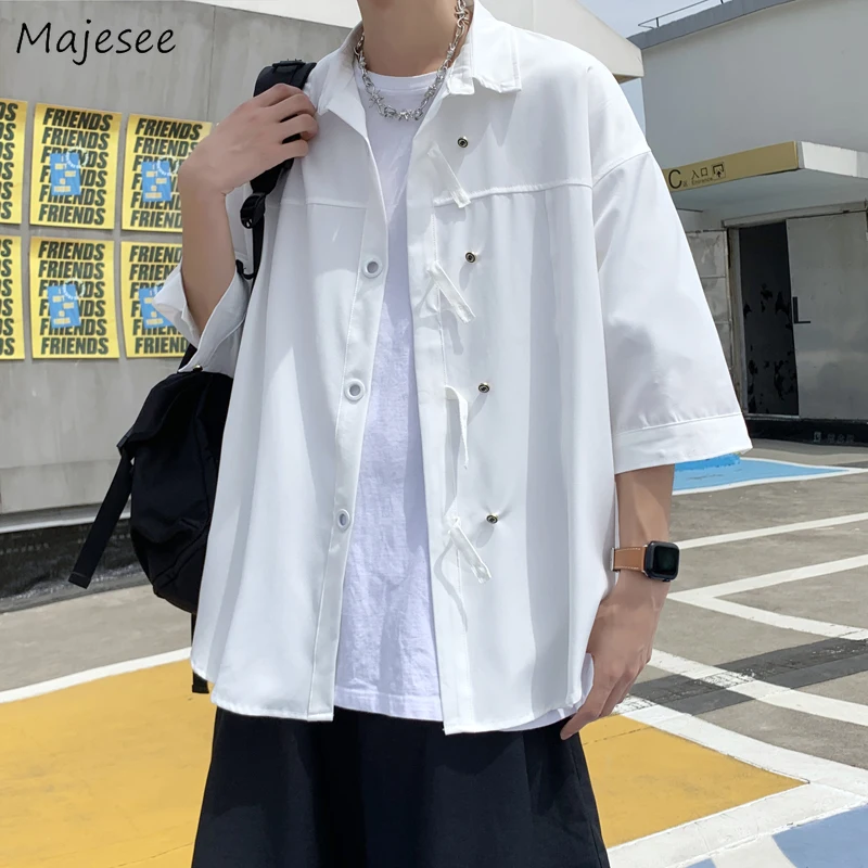 

Shirts Men Summer Thin Breathable Loose Solid Casual Simple All-match Unisex Fashion Young Popular Teens рубашки Students Soft