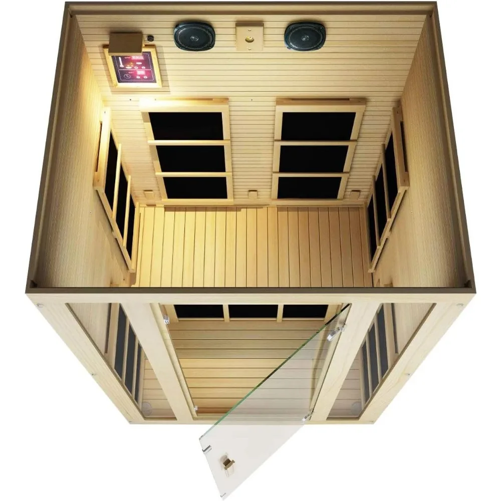 2 Person Canadian Hemlock Low EMF Far Infrared Saunas,  portable sauna steam spa, sauna rooms 3