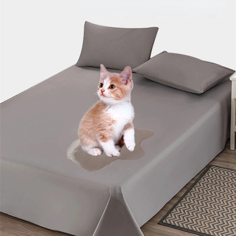 100 Waterproof Bed Sheets for Children and The Elderly Pure White Matte Bed Covers Washable Bed