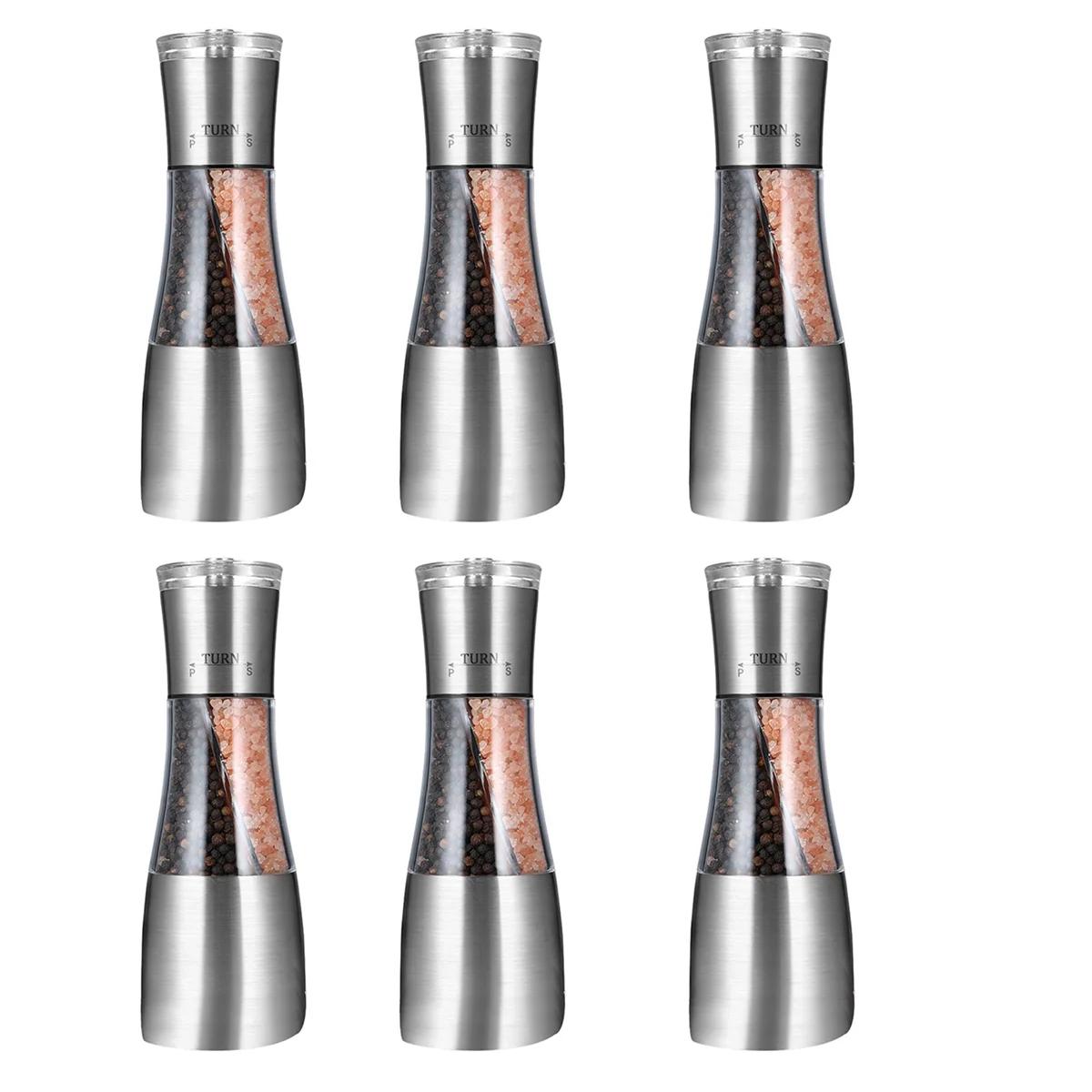 

6X Pepper and Salt Grinder 2 in 1,Dual Mill Shaker with Adjustable Coarseness By Ceramic Rotor, Kitchen Accessories