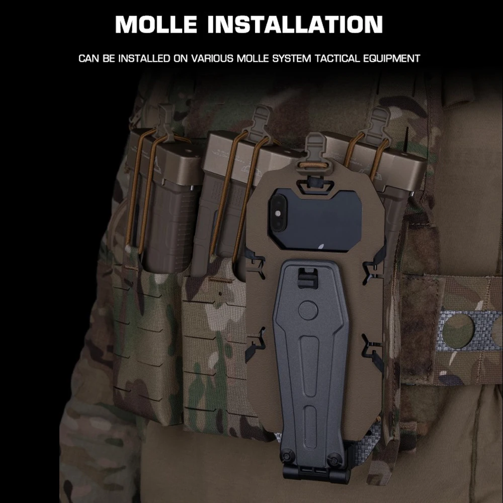 Supporto Telefono Tattico Molle - Per Gilet, Pieghevole, Compatibile Con Smartphone 4.7-6.7 Pollici