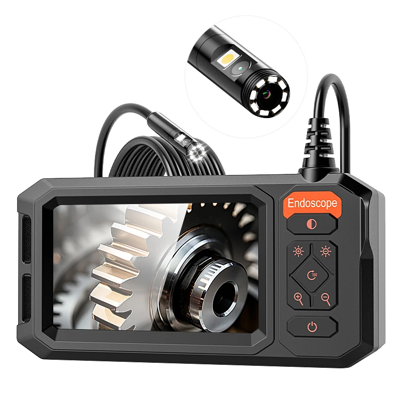 Telecamera Endoscopica Industriale con Schermo IPS da 4.3'', Boroscopio per Ispezione Tubi Automobilistici, 8 LED, Lente da 8MM, Cavo da 1M-30M, Impermeabile, 2600mAh