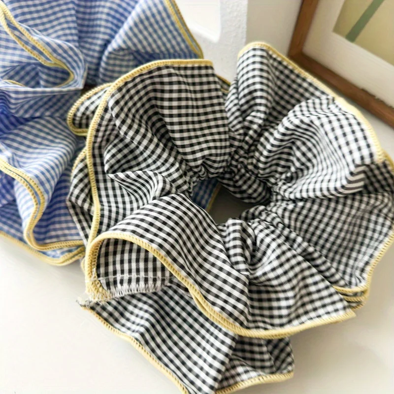 Vintage-Inspired Plaid Scrunchie - Ruffled Balletcore Hair Tie