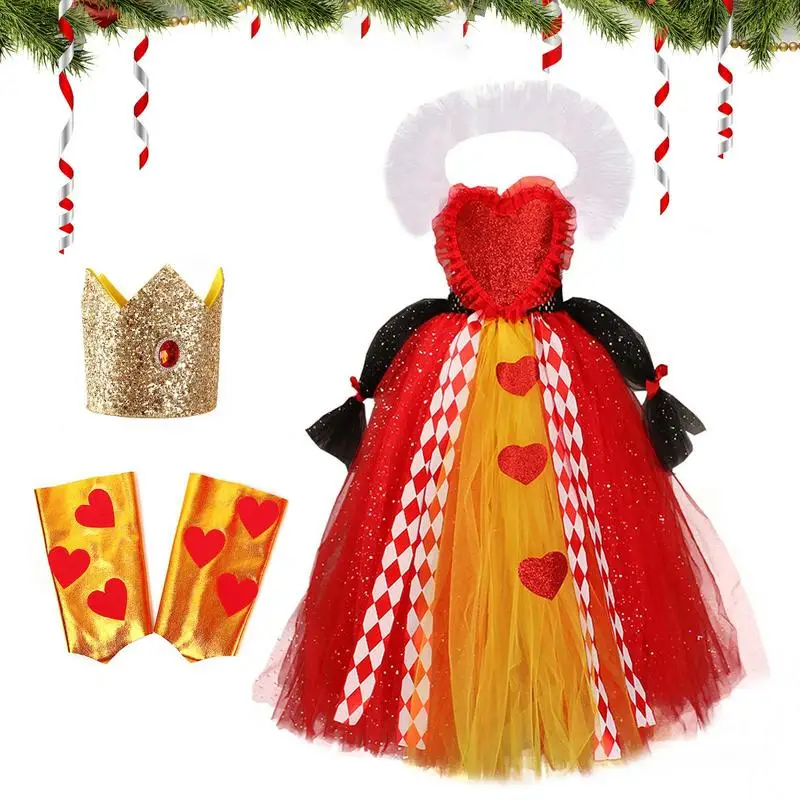 

Costume For Children Halloween Costume With Crown Ball Gown With Crown Wristband Set For Toddler Kids Halloween Outfits