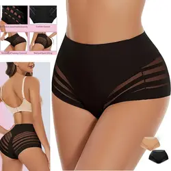 High Waisted Tummy Control Panties Polyester Black Color Seamless Underwear Lightweight Breathable Butt Lifter Panties Party