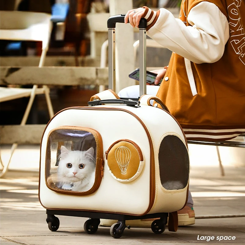 TrolleySuitcaseLuggagewithWheelsBreathablePetCatBackpackLarge