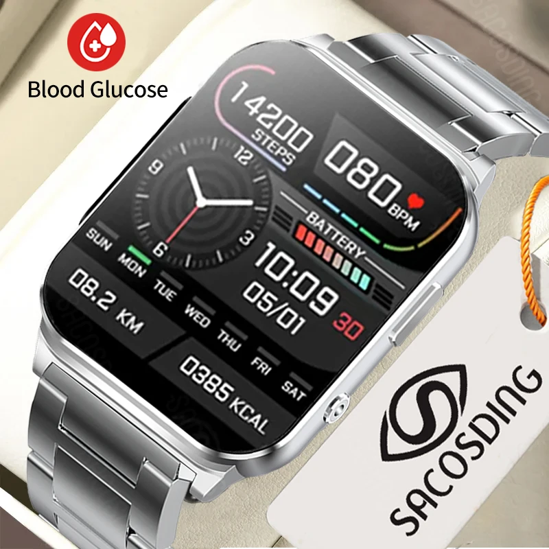 

ECG+PPG Non-Invasive Blood Glucose Smart Watch Men Fashion Ultra-Thin Thermometer Heart Rate Health Monitor Smart watch 2023 New