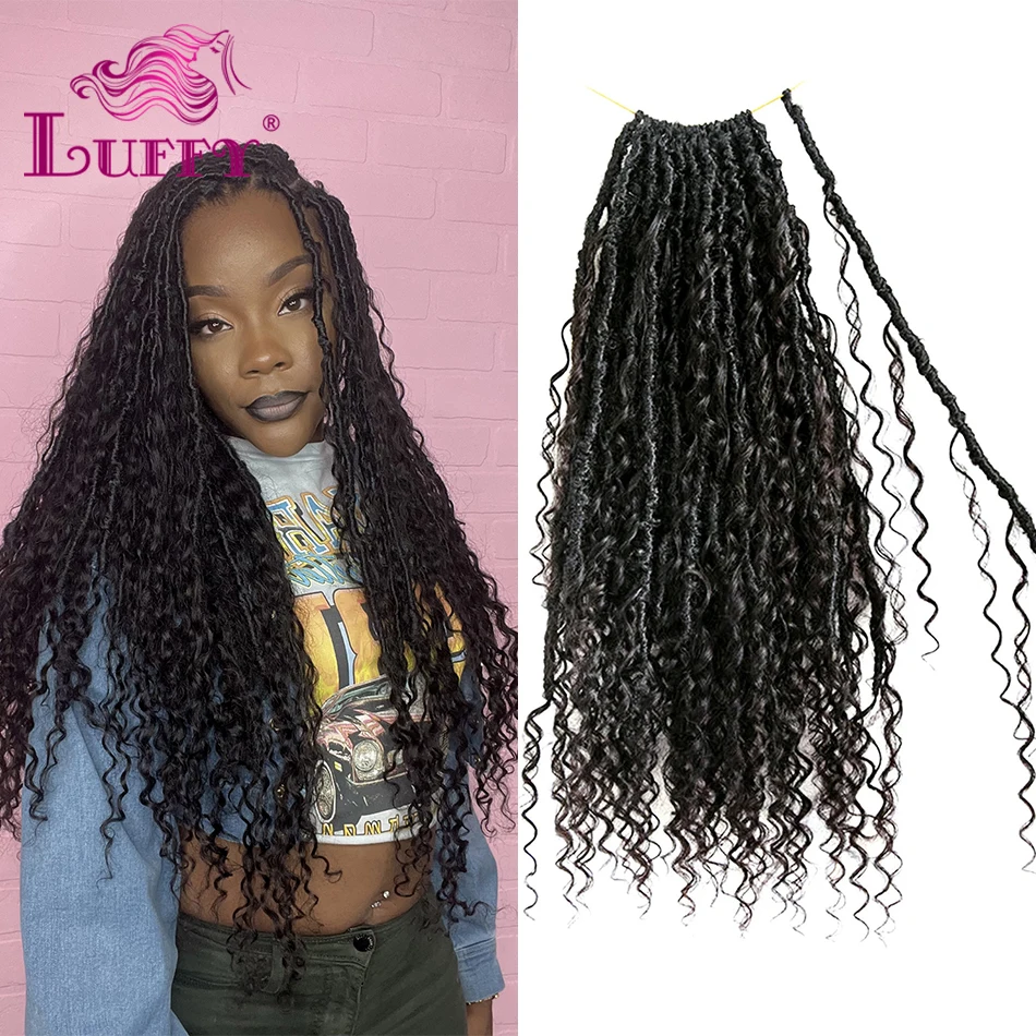 

Crochet Faux Locs Braids Hair With Human Hair Curls Pre Looped Crochet Boho Locs With Human Hair Curly Ends For Black Women