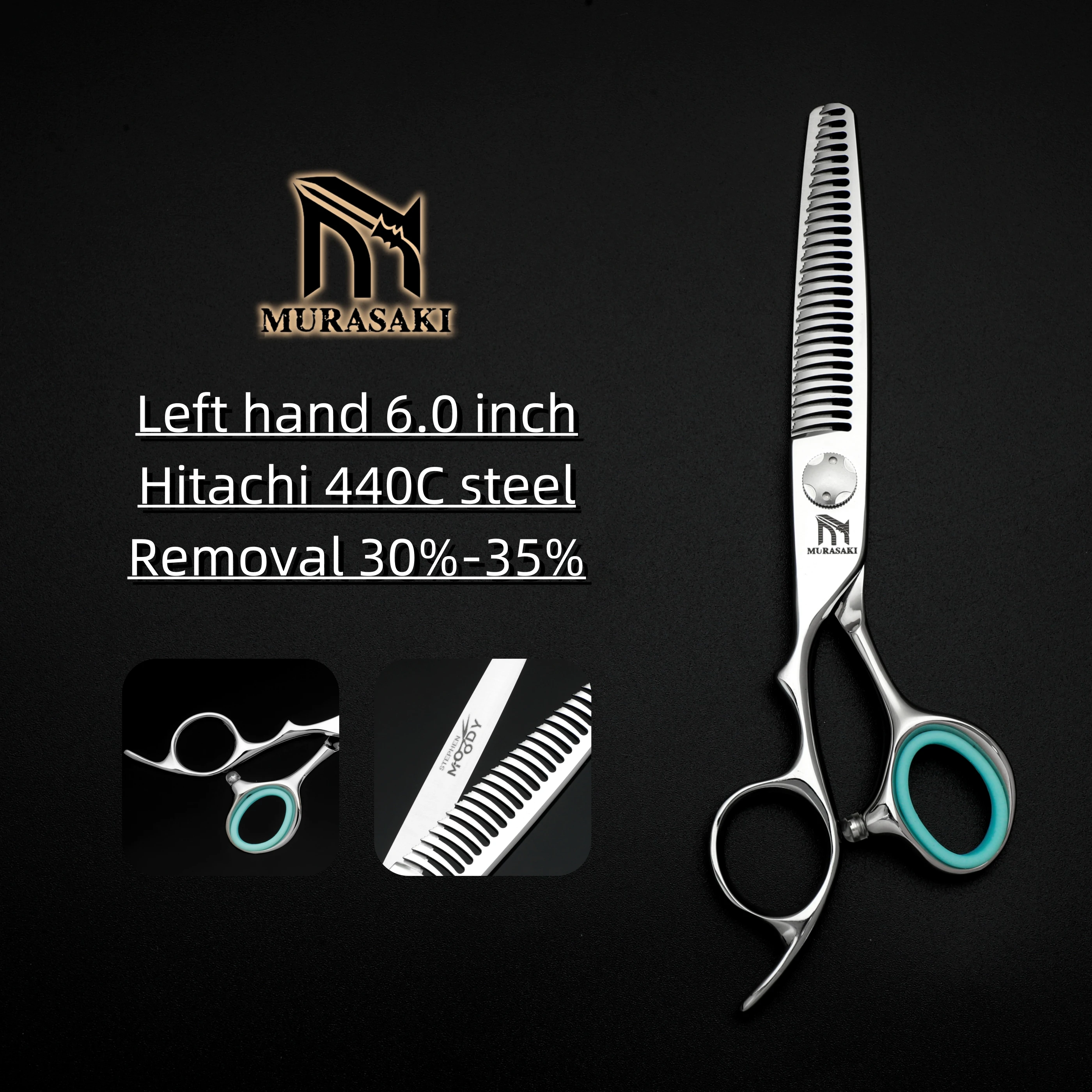 전문가용 왼손 틸팅 가위, 일본산 강철 6.0인치 헤어 커팅 가위, 면도기 날카롭고 인체공학적 텍스처링용