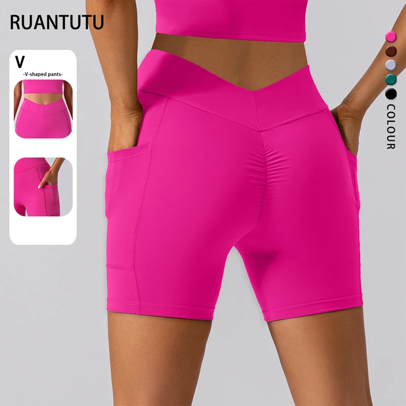 

Solid Color High Waist Yoga Shorts for Women,2024 New Peach Hip Lifting Yoga Clothes,Naked Tight Sports Running Fitness Pants