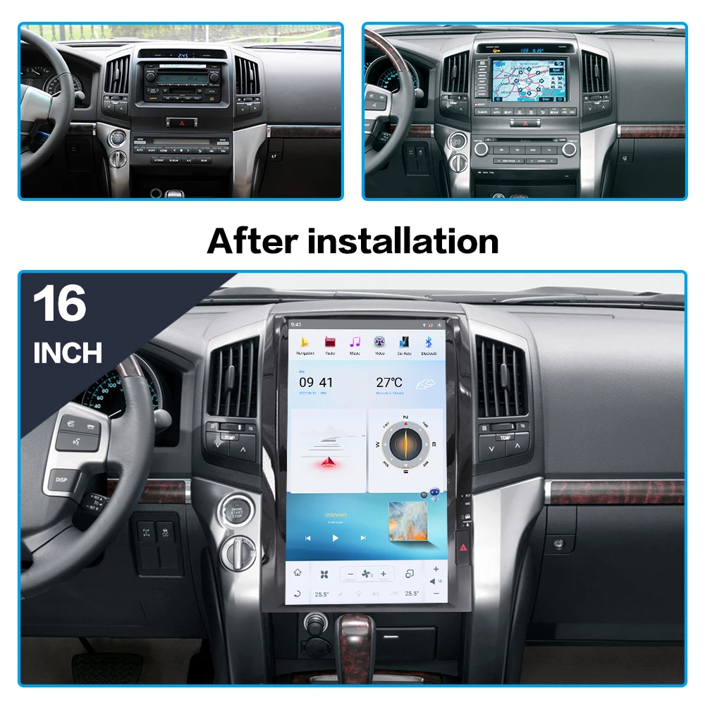 Android 13 Carplay Car GPS Navigation for TOYOTA LAND CRUISER LC200 2008-2015 Te