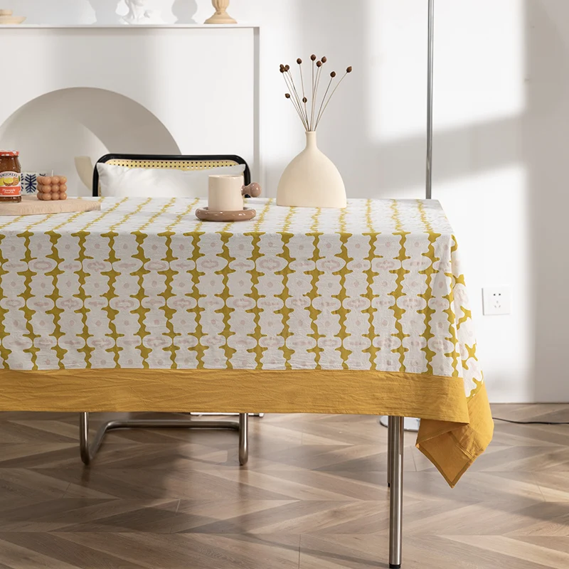 

Cotton and linen fabric, simple tablecloth, rectangular tea table cloth