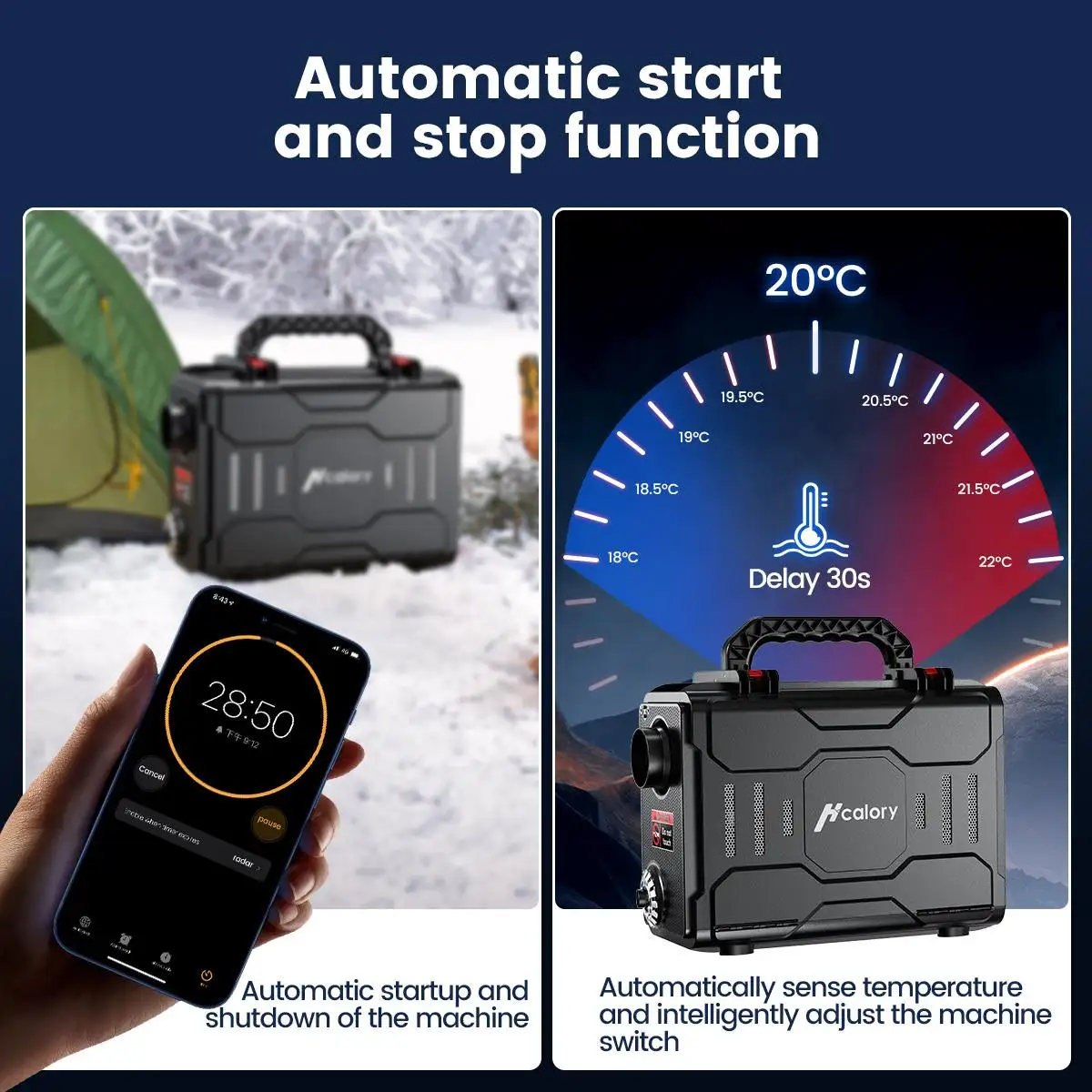 Hcalory Car Heater  All in One 5KW 12V bluetooth App Smart Remote Control Diesel Parking Heater  LCD Display For Motorhome RV