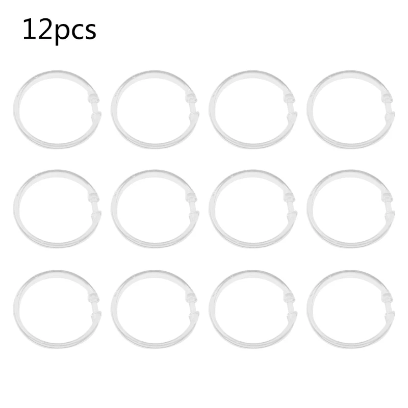 

12 Pcs/Set Plastic Curtain O Rings Easy Closure Acrylic Shower Curtain Rod Hook Slides Easily Bathroom Accessories DXAF