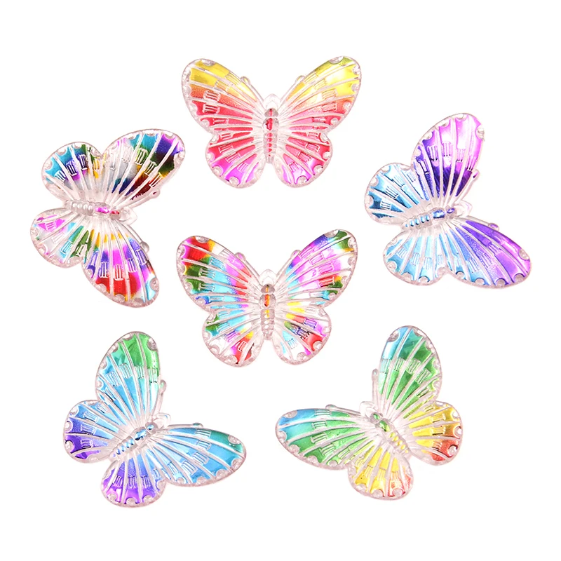

10pcs Mix Color 30*40MM Resin Gradient Butterfly Pendant Animal Charms For Woman Girls Cartoon Jewelry DIY Earrings