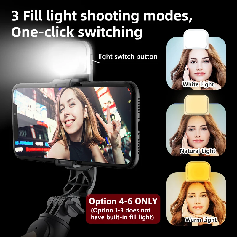 Mini Selfie Stok Met Licht Invullen Statief Met Bluetooth Remote Sluiter Intrekbare Staaf Voor Samsung Xiaomi Iphone Smartphone