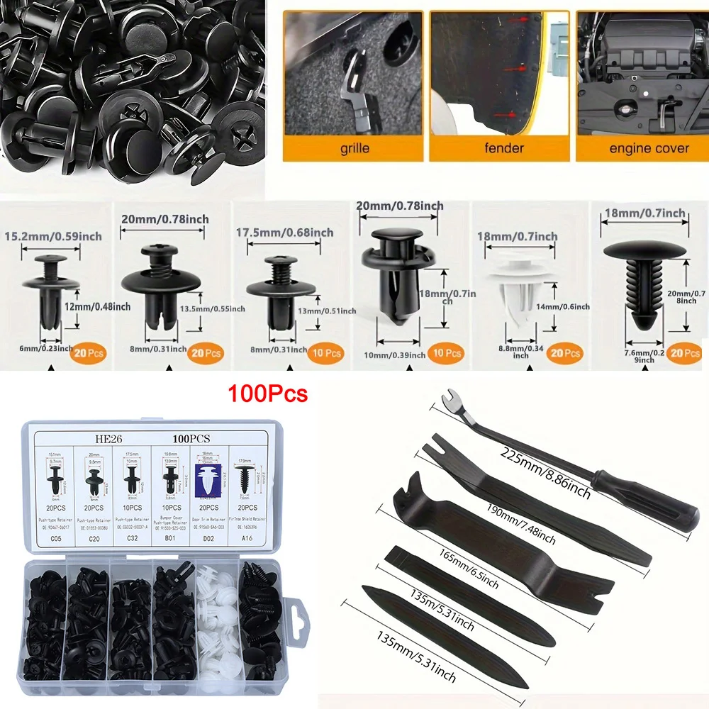 Car Plastic Fastener Clip for Auto Bumper Door Trim Panel Fender Auto Plastic Rivets Fasteners Push Retainer Clips Tools Box