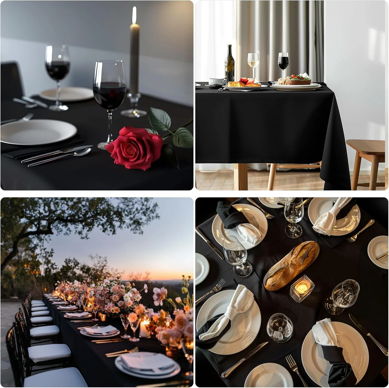 Black Rectangular Tablecloth - 54 x 108 inches - Disposable Tablecloths for Meals, Parties and other Occasions 6