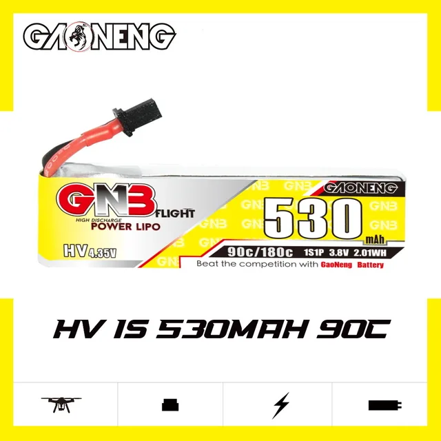3Pcs 1S GNB 3.8V 530mAh 90C/180C Lipo Battery For RC Helicopter Quadcopter FPV Racing Drone With PH2.0 A30 Plug Spare Parts 4