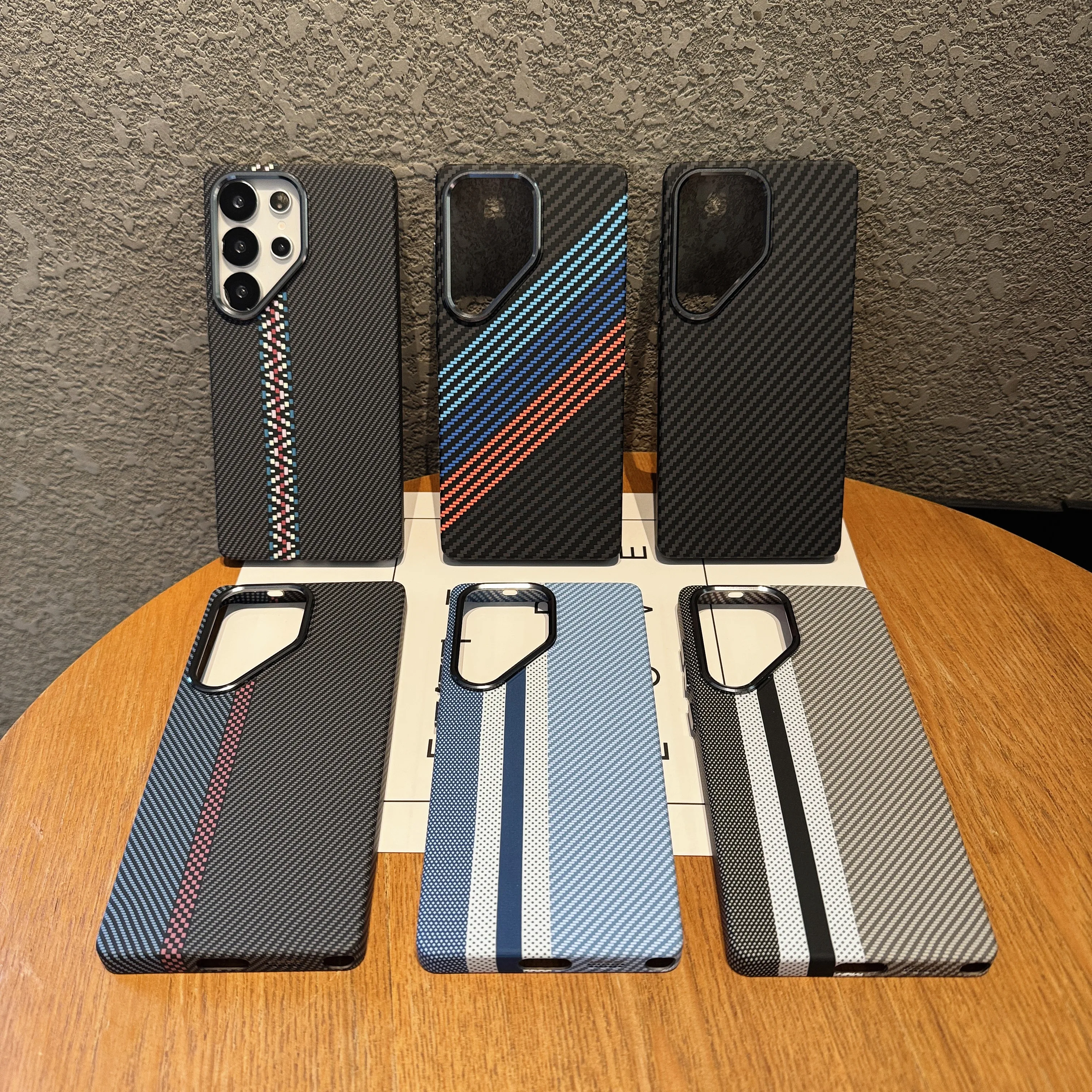 Ultra Thin Carbon Fiber Texture Magnetic Case with Alloy Lens Armor Cover
