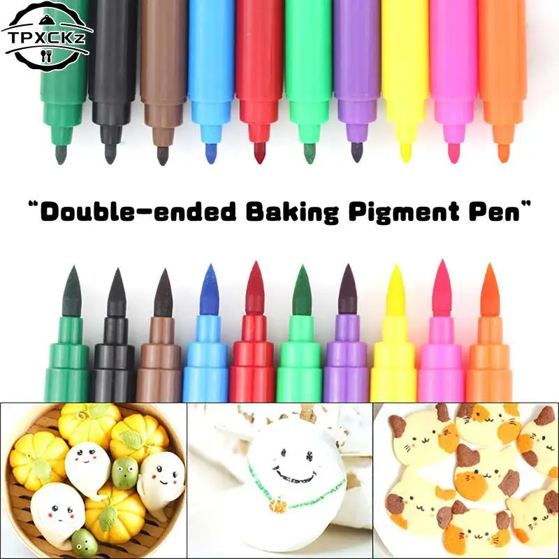 Edible Pigment Pens Double Sided Food Grade Gourmet Writers Food Coloring Marker Pen Children's DIY Toys Gourmet Writers Drawing for Cake Cookie